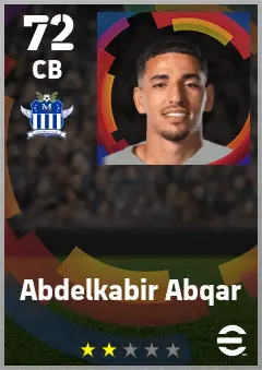 Abdelkabir Abqar eFootball 2026 player card — 72 OVR CB