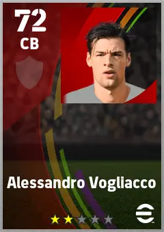 Alessandro Vogliacco eFootball 2026 player card — 72 OVR CB
