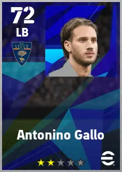 Antonino Gallo eFootball 2026 player card — 72 OVR LB