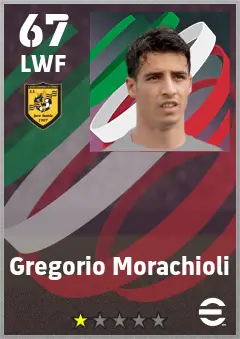 Gregorio Morachioli eFootball 2026 player card — 67 OVR LWF