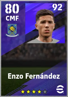 Enzo Fernandez eFootball 2026 player card — 80 OVR CMF