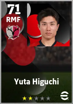 Yuta Higuchi eFootball 2026 player card — 71 OVR RMF