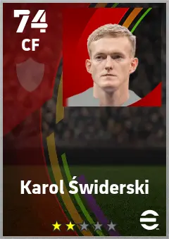 Karol Swiderski eFootball 2026 player card — 74 OVR CF