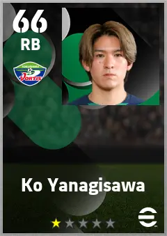 Ko Yanagisawa eFootball 2026 player card — 66 OVR RB