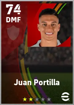 Juan Portilla eFootball 2026 player card — 74 OVR DMF