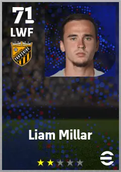 Liam Millar eFootball 2026 player card — 71 OVR LWF