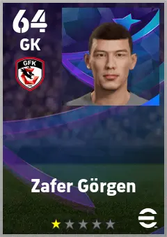 Zafer Gorgen eFootball 2026 player card — 64 OVR GK