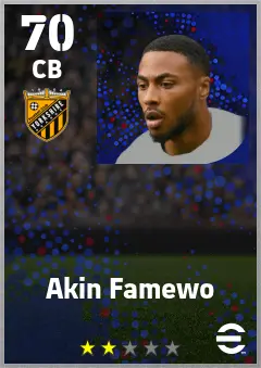 Akin Famewo eFootball 2026 player card — 70 OVR CB