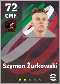 Szymon Zurkowski eFootball 2026 player card — 72 OVR CMF