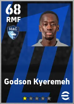 Godson Kyeremeh eFootball 2026 player card — 68 OVR RMF