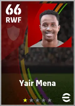 Yair Mena eFootball 2026 player card — 66 OVR RWF