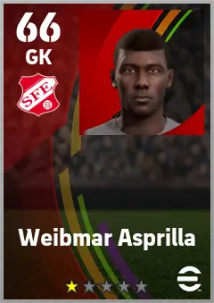 Weibmar Asprilla eFootball 2026 player card — 66 OVR GK