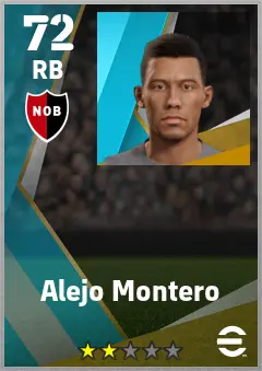 Alejo Montero eFootball 2026 player card — 72 OVR RB
