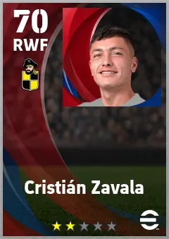 Cristian Zavala eFootball 2026 player card — 70 OVR RWF