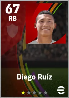 Diego Ruiz eFootball 2026 player card — 67 OVR RB