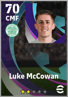 Luke McCowan eFootball 2026 player card — 70 OVR CMF