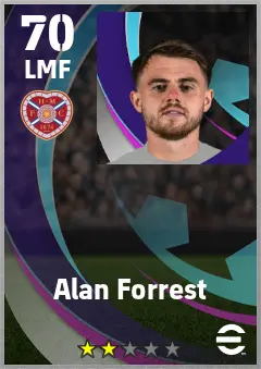 Alan Forrest eFootball 2026 player card — 70 OVR LMF