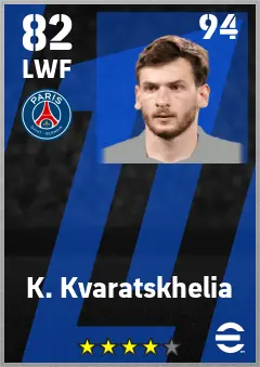 K. Kvaratskhelia eFootball 2026 player card — 82 OVR LWF