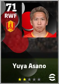 Yuya Asano eFootball 2026 player card — 71 OVR RWF