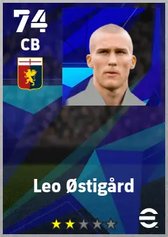 Leo Ostigard eFootball 2026 player card — 74 OVR CB