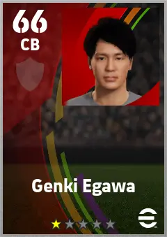 Genki Egawa eFootball 2026 player card — 66 OVR CB