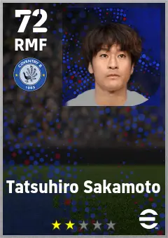 Tatsuhiro Sakamoto eFootball 2026 player card — 72 OVR RMF