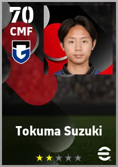 Tokuma Suzuki eFootball 2026 player card — 70 OVR CMF