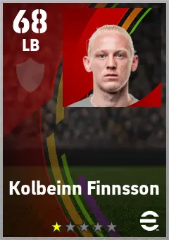 Kolbeinn Finnsson eFootball 2026 player card — 68 OVR LB