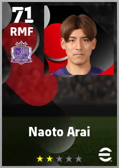 Naoto Arai eFootball 2026 player card — 71 OVR RMF