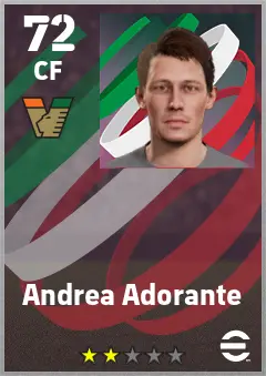 Andrea Adorante eFootball 2026 player card — 72 OVR CF