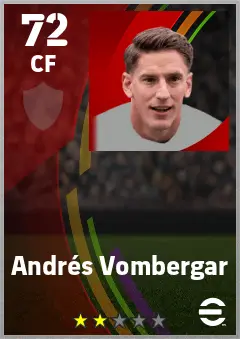 Andres Vombergar eFootball 2026 player card — 72 OVR CF