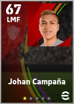 Johan Campana eFootball 2026 player card — 67 OVR LMF
