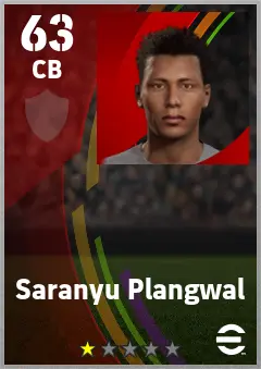 Saranyu Plangwal eFootball 2026 player card — 63 OVR CB