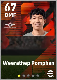 Weerathep Pomphan eFootball 2026 player card — 67 OVR DMF