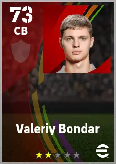 Valeriy Bondar eFootball 2026 player card — 73 OVR CB