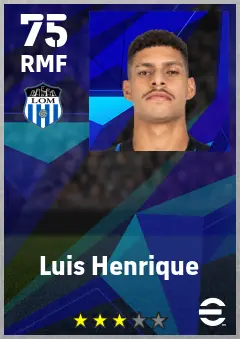Luis Henrique eFootball 2026 player card — 75 OVR RMF