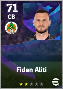 Fidan Aliti eFootball 2026 player card — 71 OVR CB