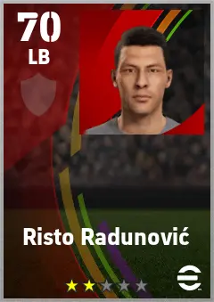 Risto Radunovic eFootball 2026 player card — 70 OVR LB