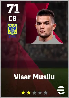 Visar Musliu eFootball 2026 player card — 71 OVR CB