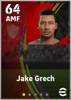 Jake Grech eFootball 2026 player card — 64 OVR AMF