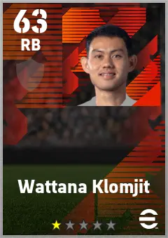 Wattana Klomjit eFootball 2026 player card — 63 OVR RB