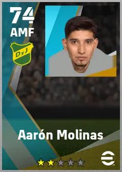 Aaron Molinas eFootball 2026 player card — 74 OVR AMF