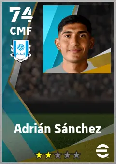 Adrian Sanchez eFootball 2026 player card — 74 OVR CMF