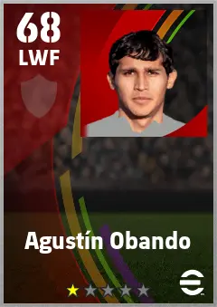 Agustin Obando eFootball 2026 player card — 68 OVR LWF
