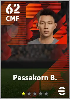 Passakorn B. eFootball 2026 player card — 62 OVR CMF