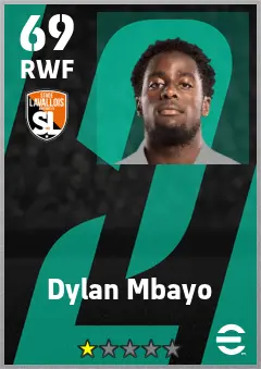 Dylan Mbayo eFootball 2026 player card — 69 OVR RWF