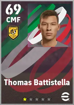 Thomas Battistella eFootball 2026 player card — 69 OVR CMF