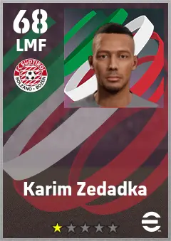 Karim Zedadka eFootball 2026 player card — 68 OVR LMF