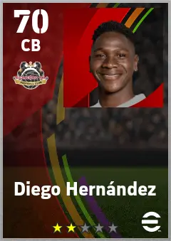 Diego Hernandez eFootball 2026 player card — 70 OVR CB