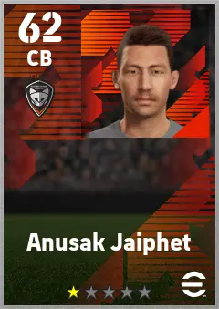 Anusak Jaiphet eFootball 2026 player card — 62 OVR CB